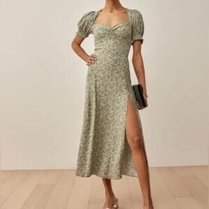 REFORMATION JUNIPER FLORAL LACEY MIDI DRESS